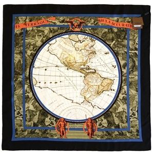 Burberry Society Map Silk Square Scarf 35”x35” New